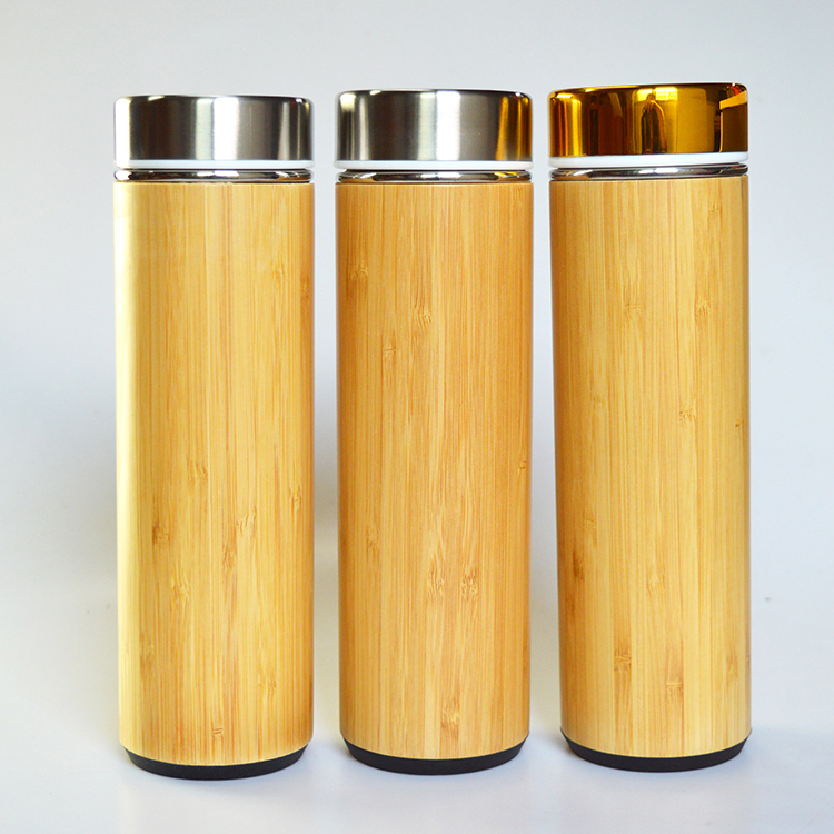 550ml stainless steel bamboo thermos vacuum flask water bottle 