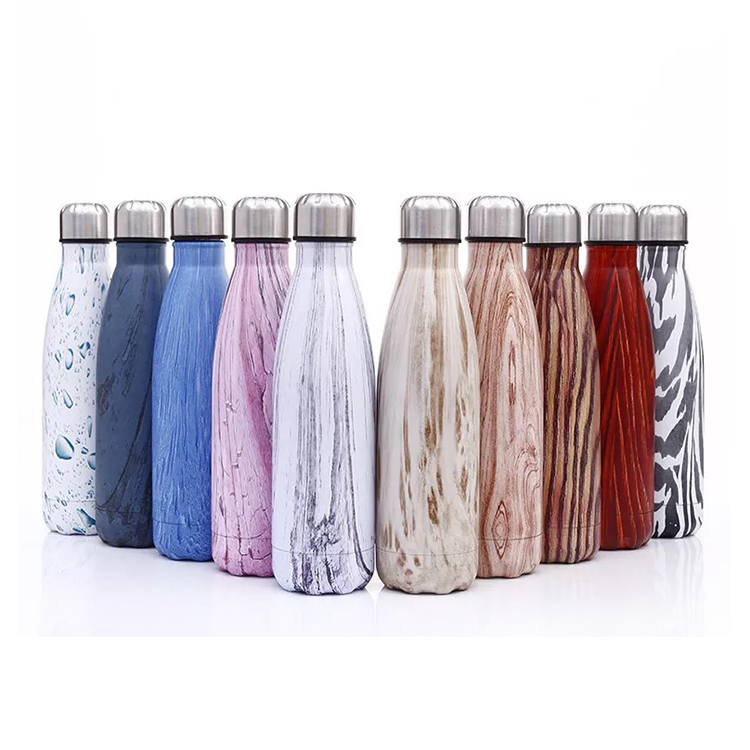 Wooden Grain Design Stainless Steel Vaccum Insulated Water Bottle 