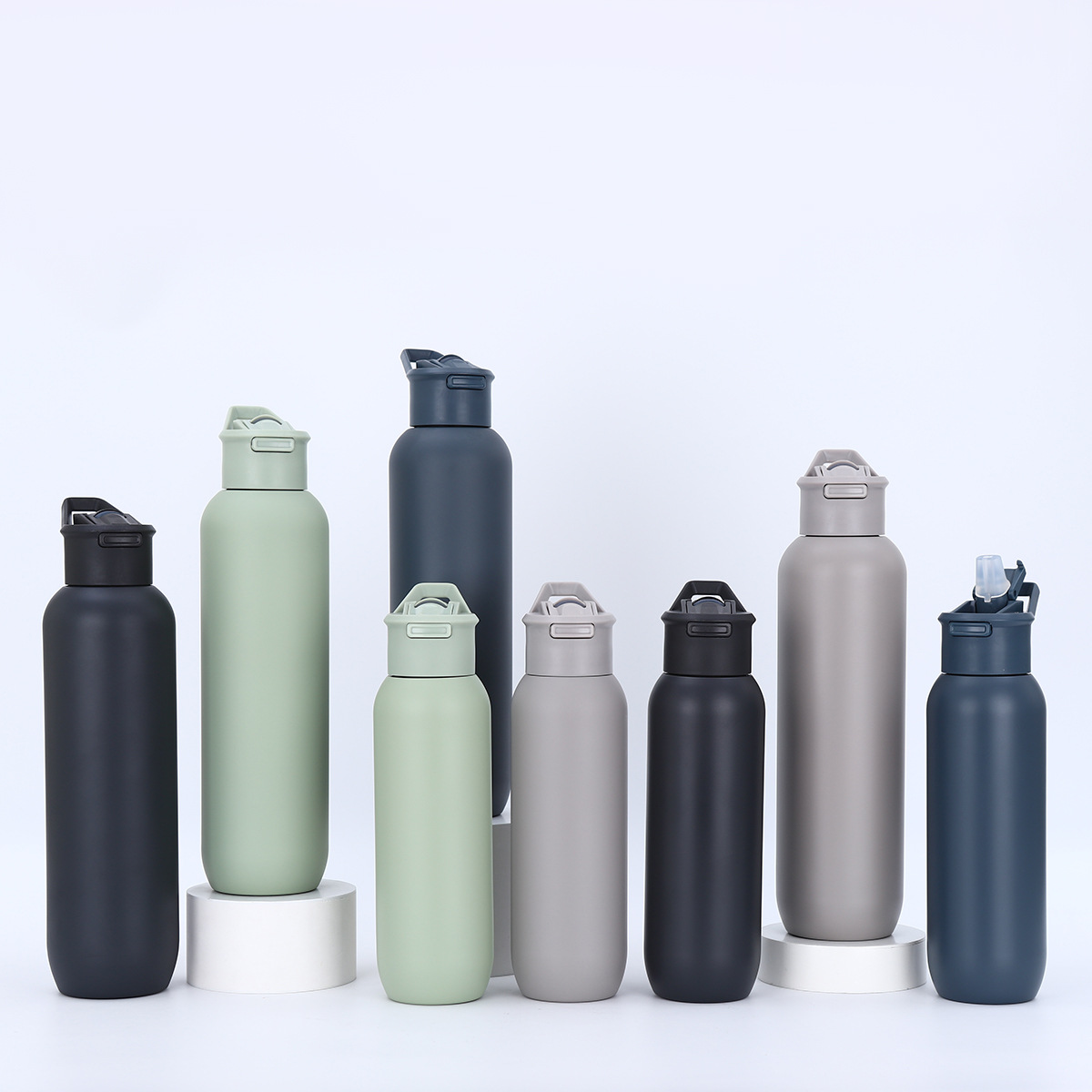DS-018 Stainless Steel Tumblers Vacuum Flask Sport Water Bottle with Handgrip Straw