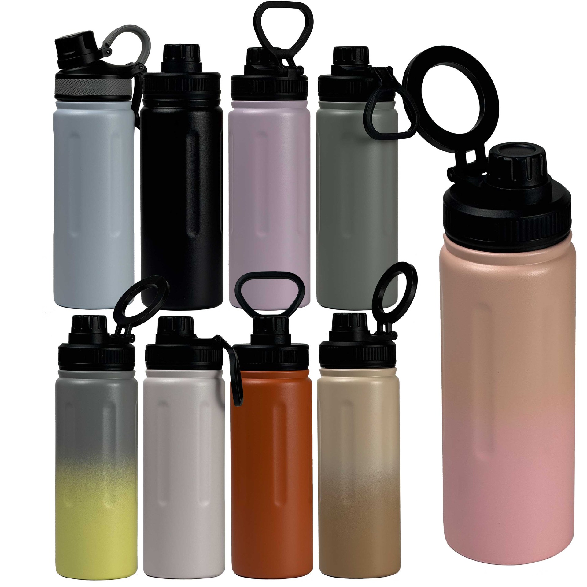DS-025 Portable Vacuum Insulated stainless steel water bottle Compatible with multiple lids Mobile phone holder