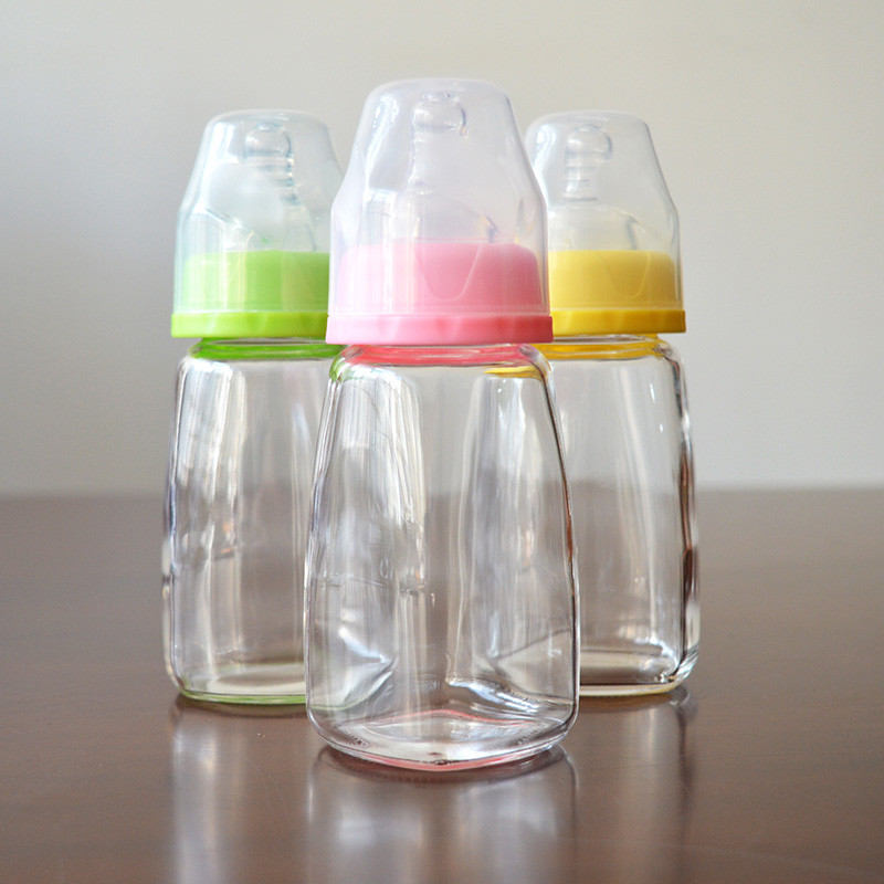 Custom square standard mouth borosilicate glass feeding bottles