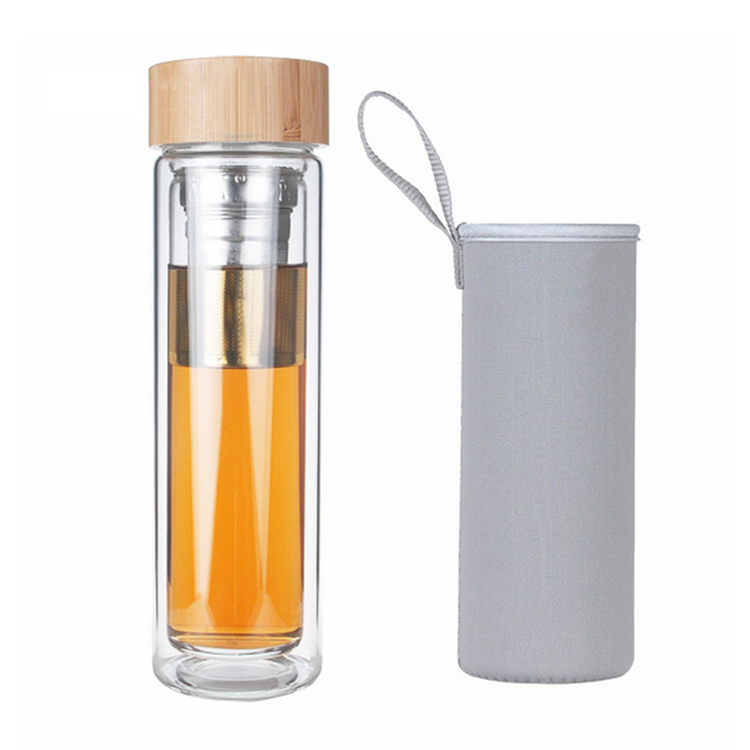 ORIGIN Fruit and Tea Infuser Borosilicate Glass Water Bottle with Neop -  Origin Glass Co